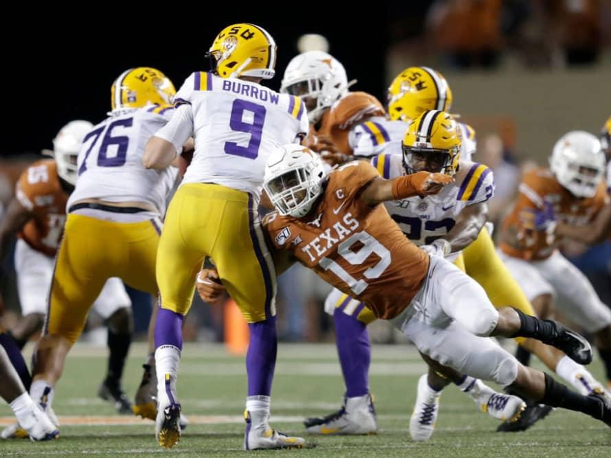 Texas Longhorns Louisiana State Joe Burrows quarterback Brandon Jones