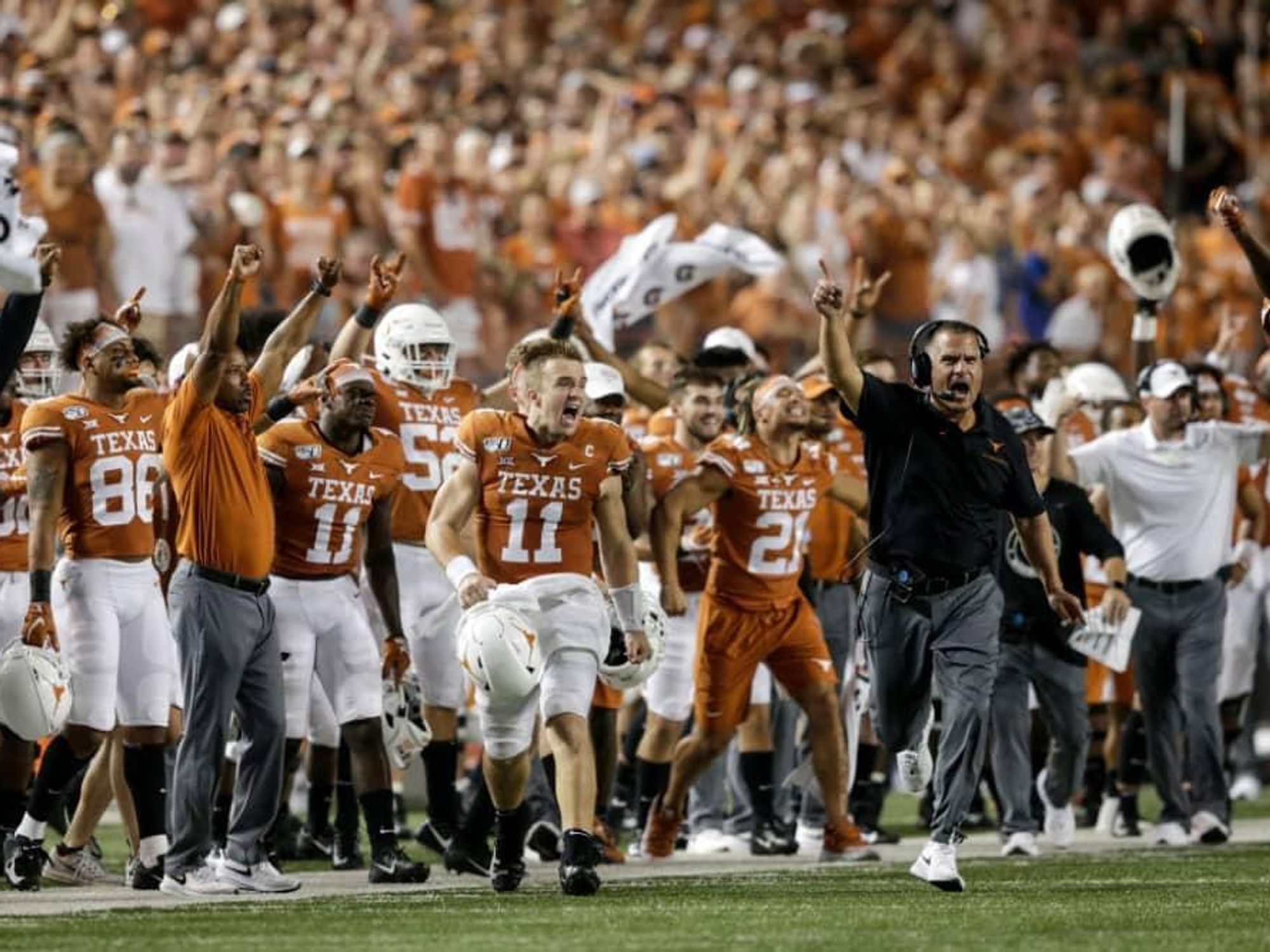 Texas Longhorns sidelines Oklahoma state tom herman
