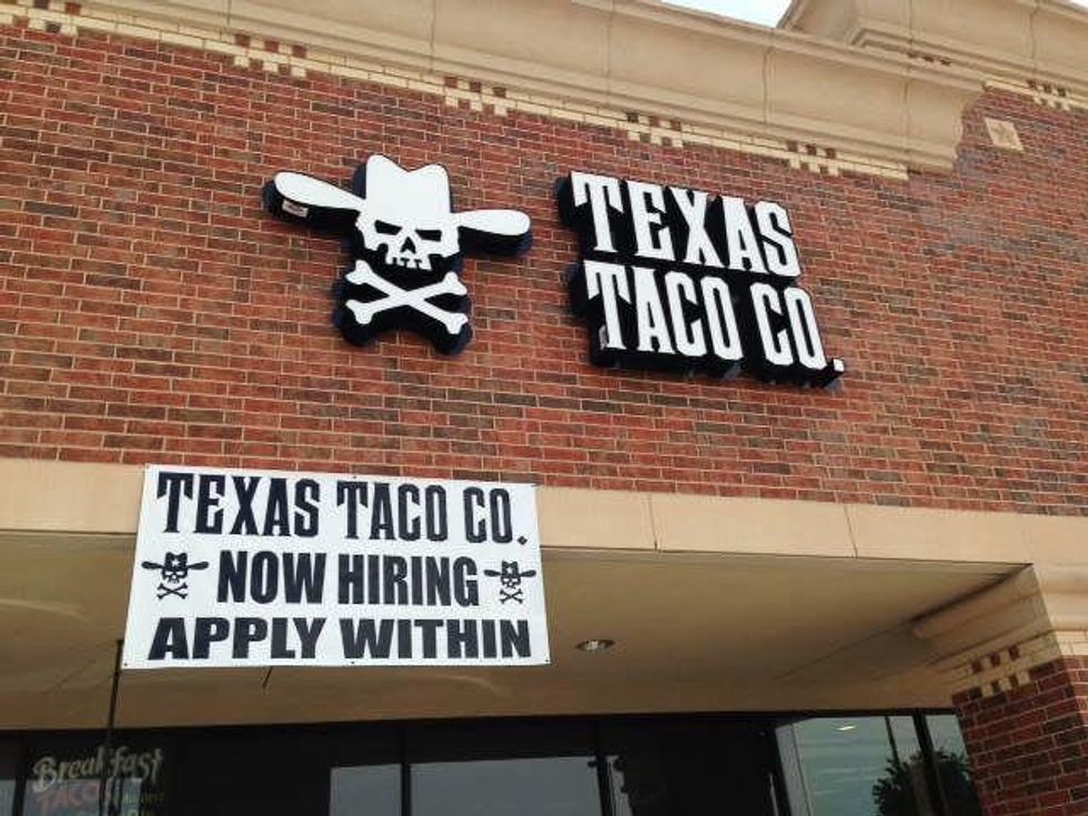 Texas Taco Co. in Magnolia sign on front of building