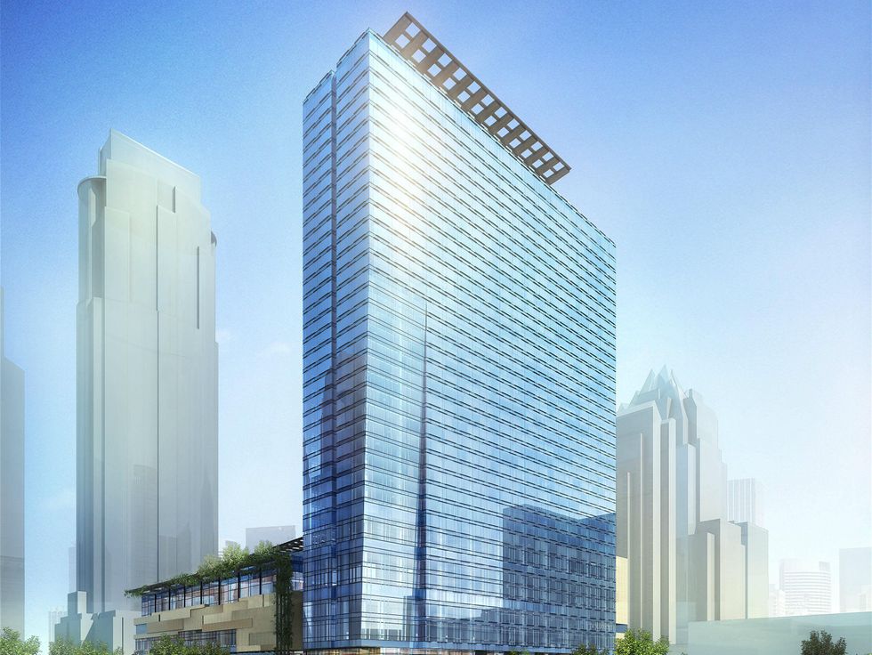 The eastern facade rendering of the JW Marriott Austin