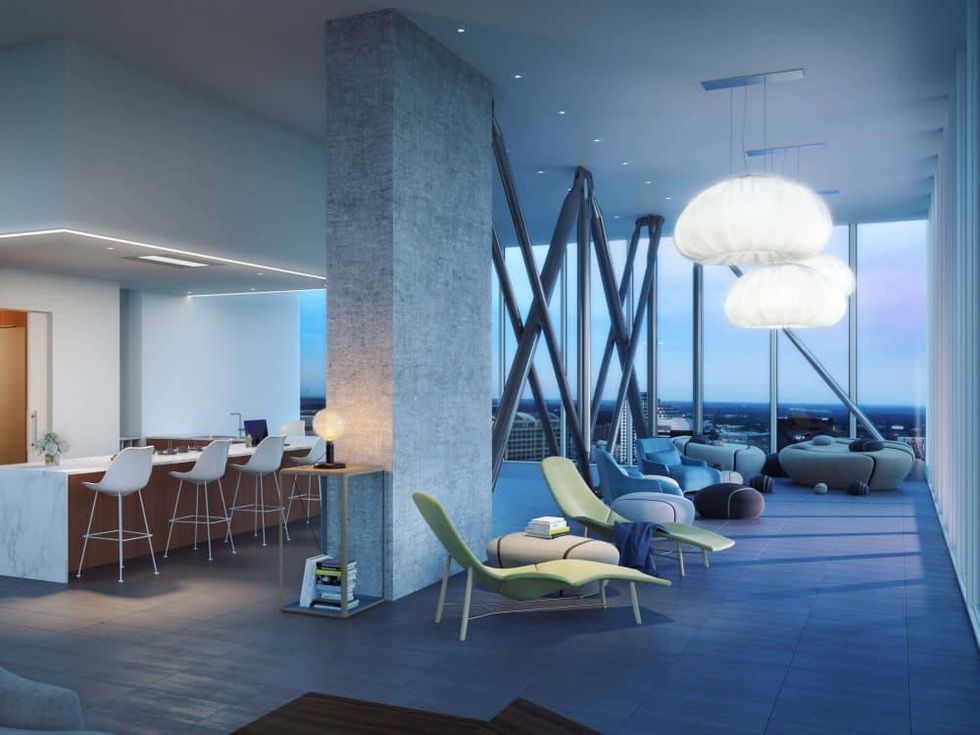 The Independent jenga tower downtown Austin 34th floor lounge rendering
