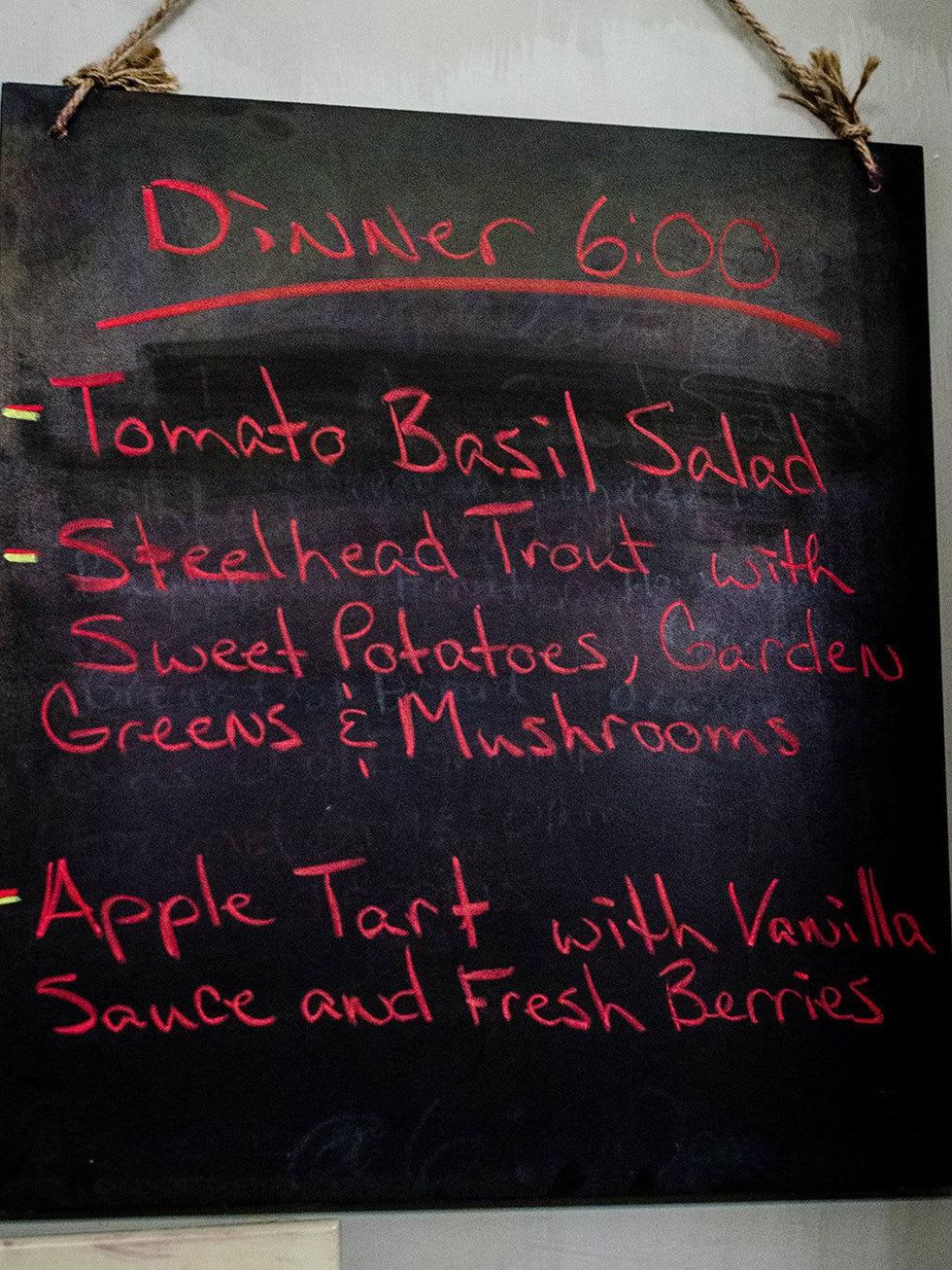 The Inn at Onion Creek menu board