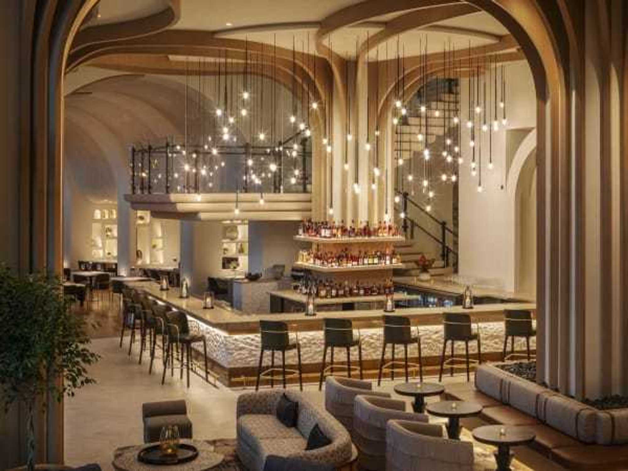 The lobby bar at The Monarch San Antonio 