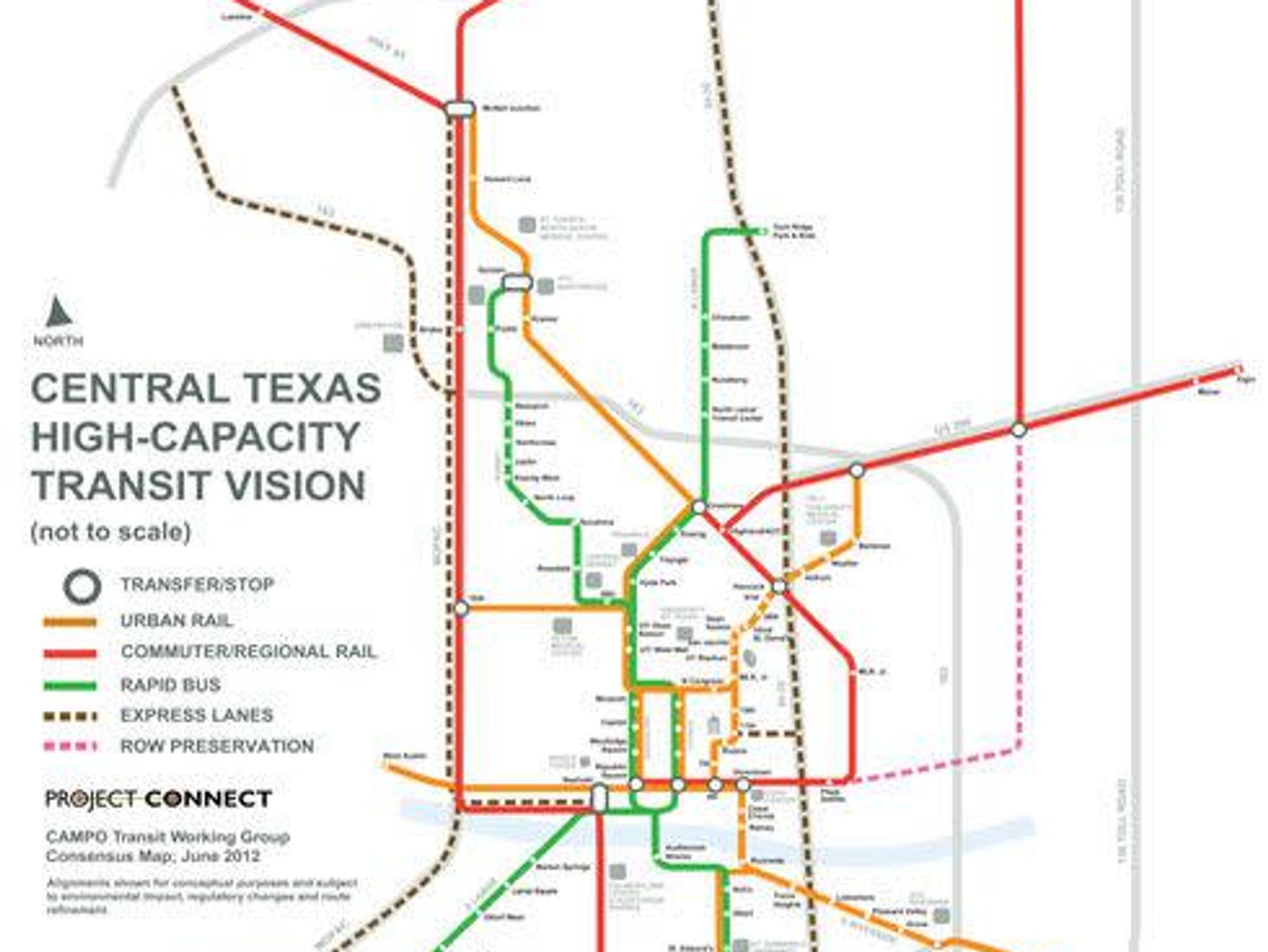 The Project Connect Vision is a plan for a Central Texas where all of us are well-connected to the places we live, work, learn and play, via high-capacity transit.