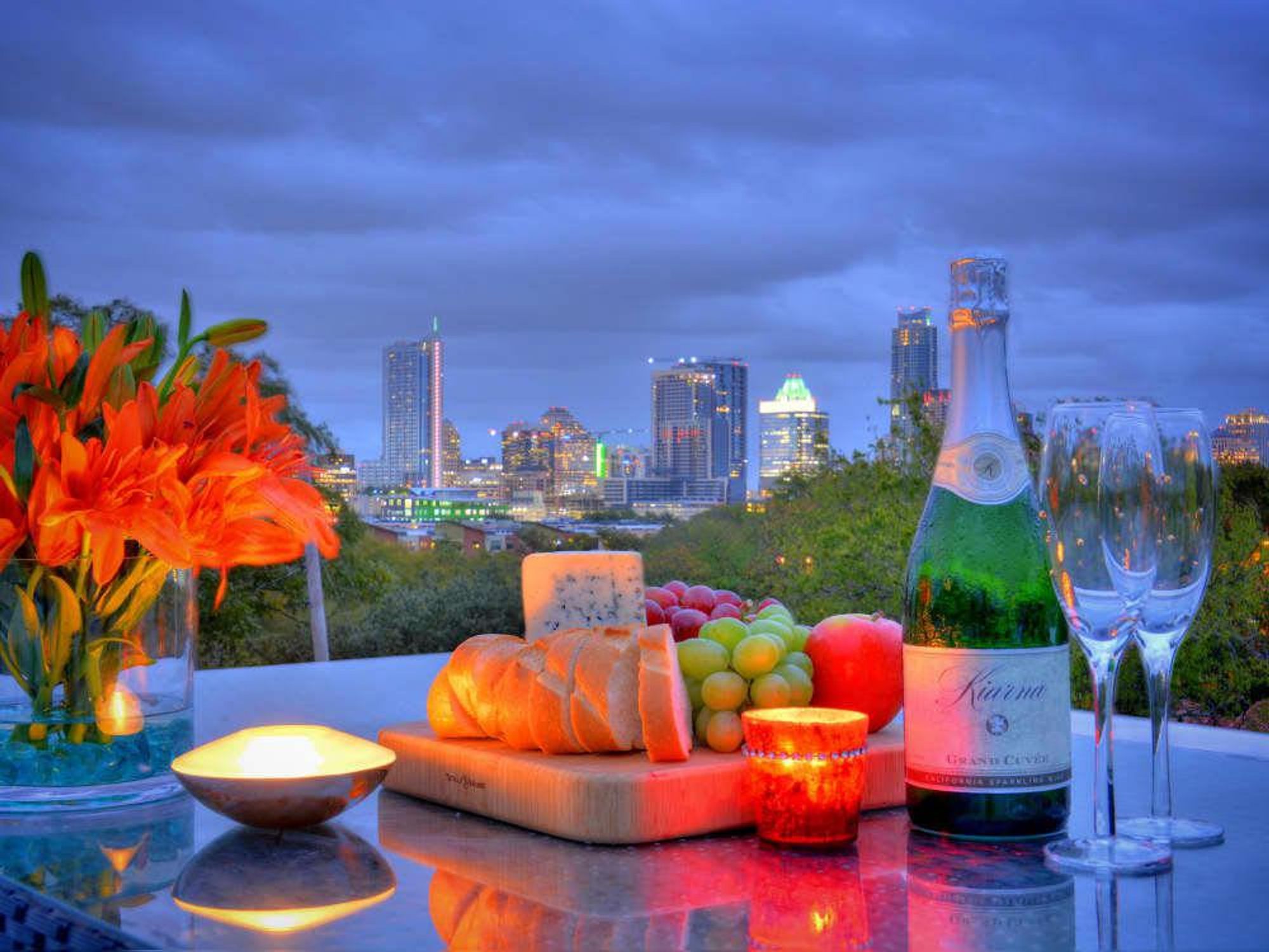 The roof terrace at 601 Kinney Ave. provided an amazing view of downtown Austin.
