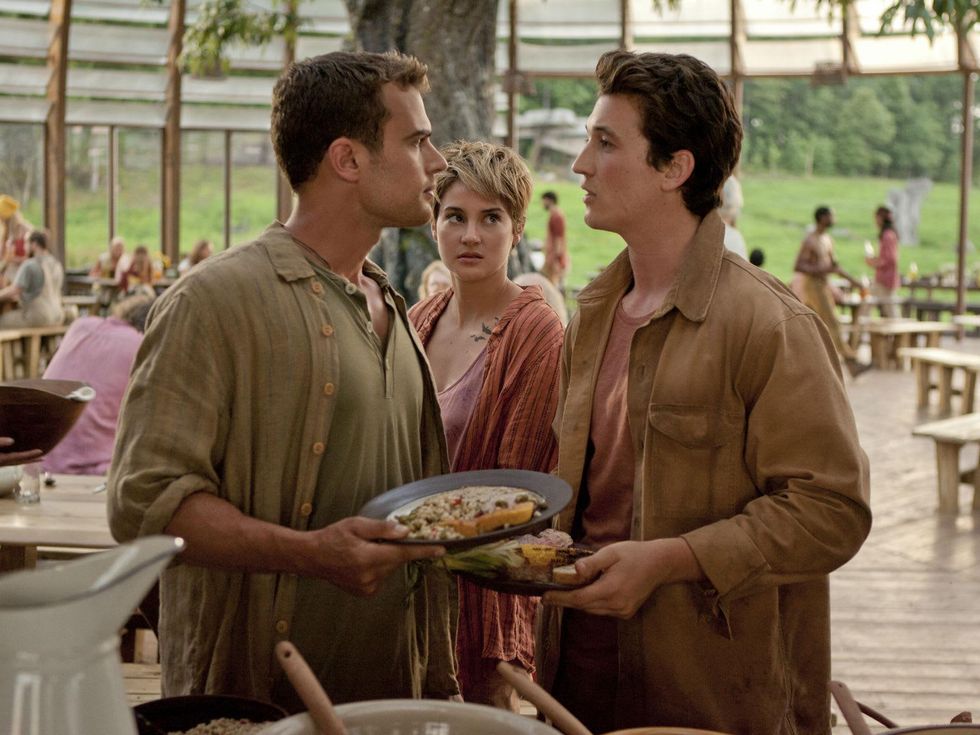 Theo James, Shailene Woodley and Miles Teller in Insurgent