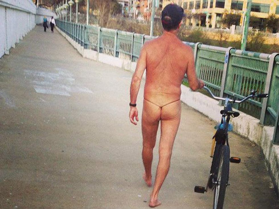 Thong Cyclist Naked Bike Rider