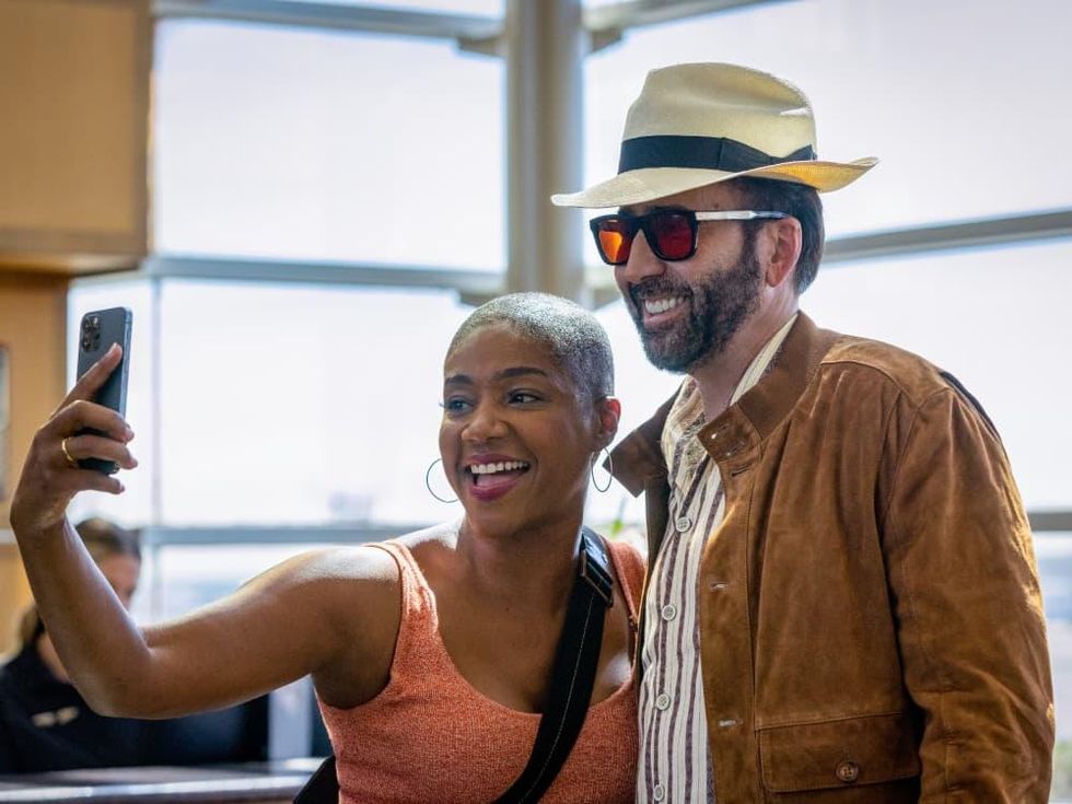Tiffany Haddish and Nicolas Cage in The Unbearable Weight of Massive Talent