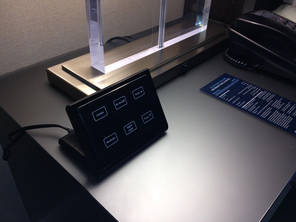 touchscreen energy management bedside at Hilton Austin downtown