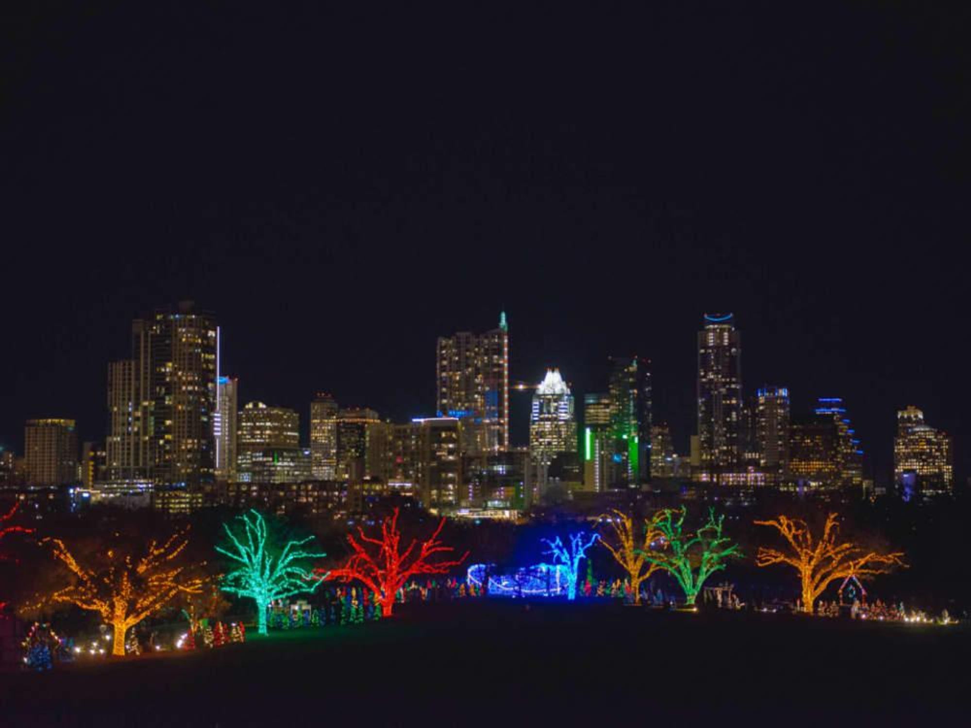 Trail of Lights Austin skyline