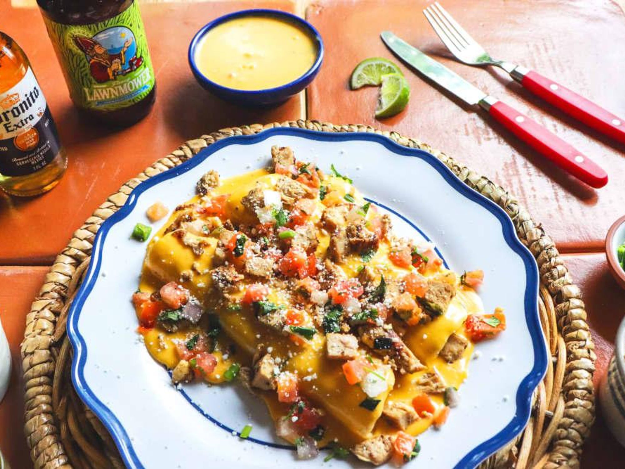 Trudy's queso fajita enchiladas