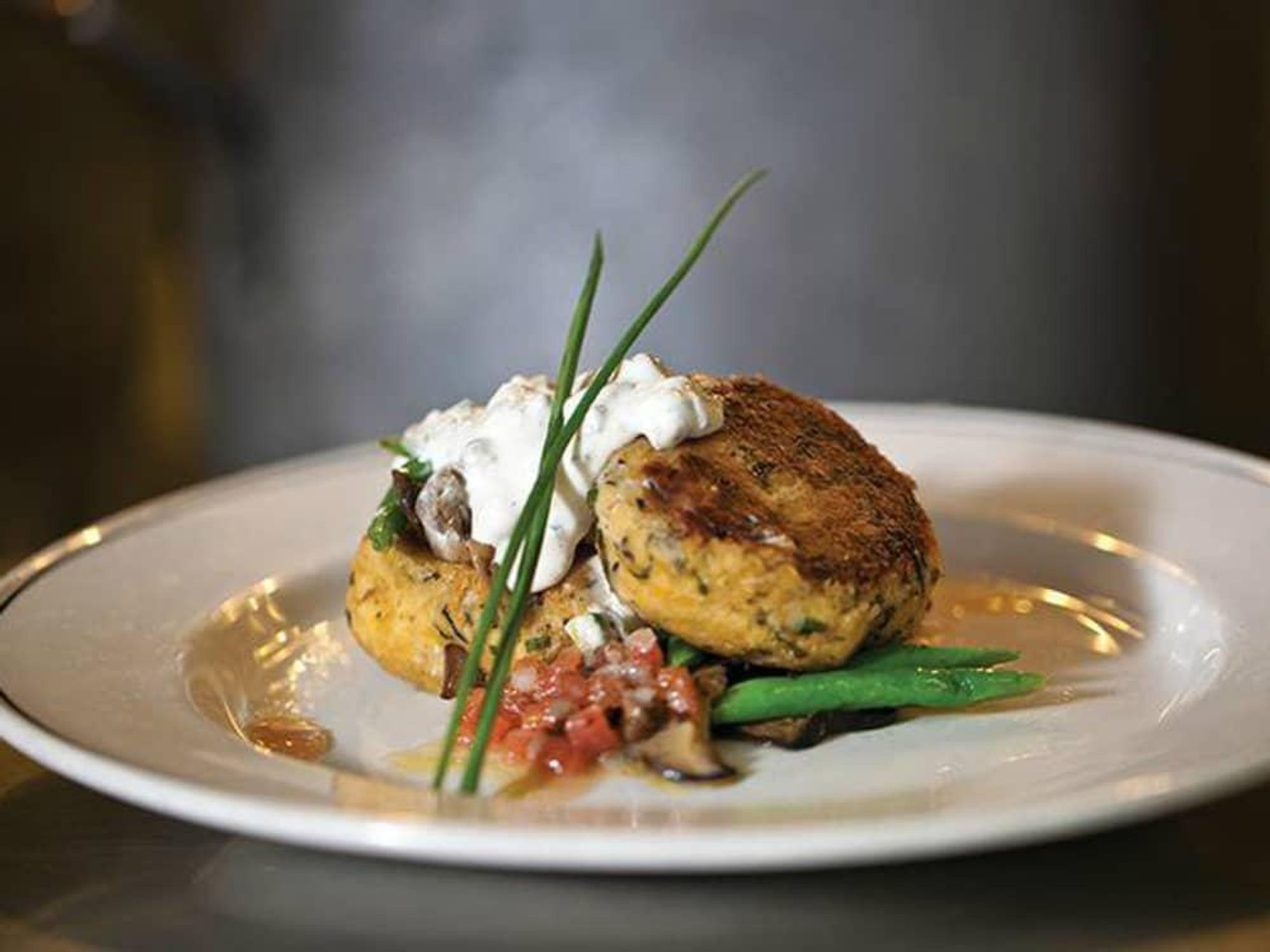 Truluck's seafood restaurant crab cakes dish