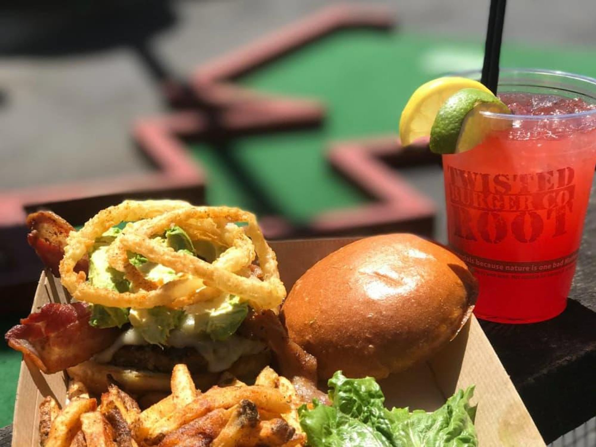 Twisted Root Burger Co in Austin with putt putt course