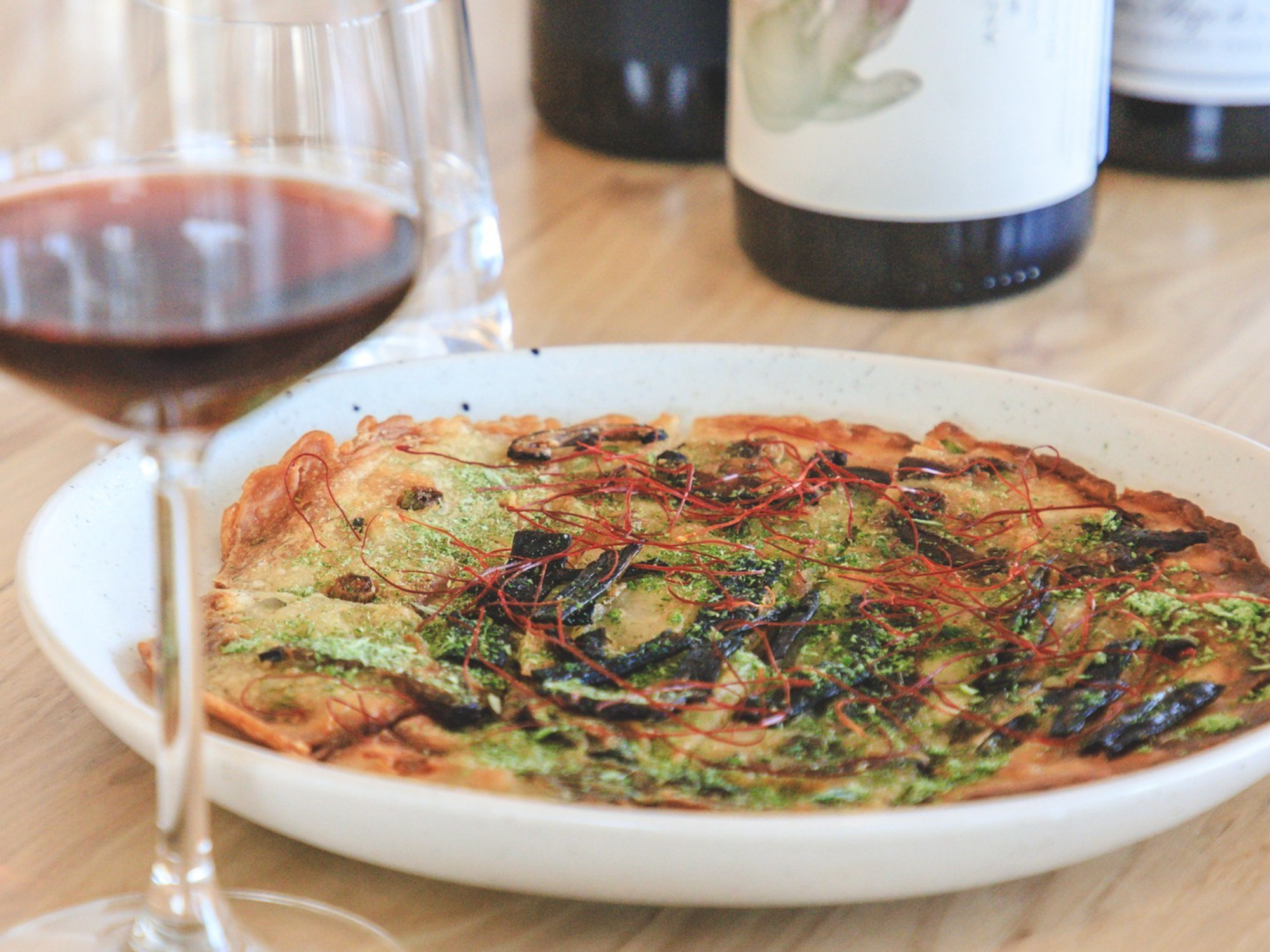 Underdog scallion pancake and wine