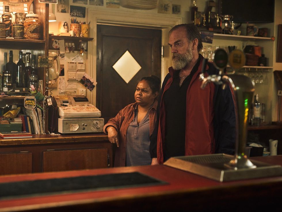 Ursula Yovich and Hugo Weaving in The Royal Hotel