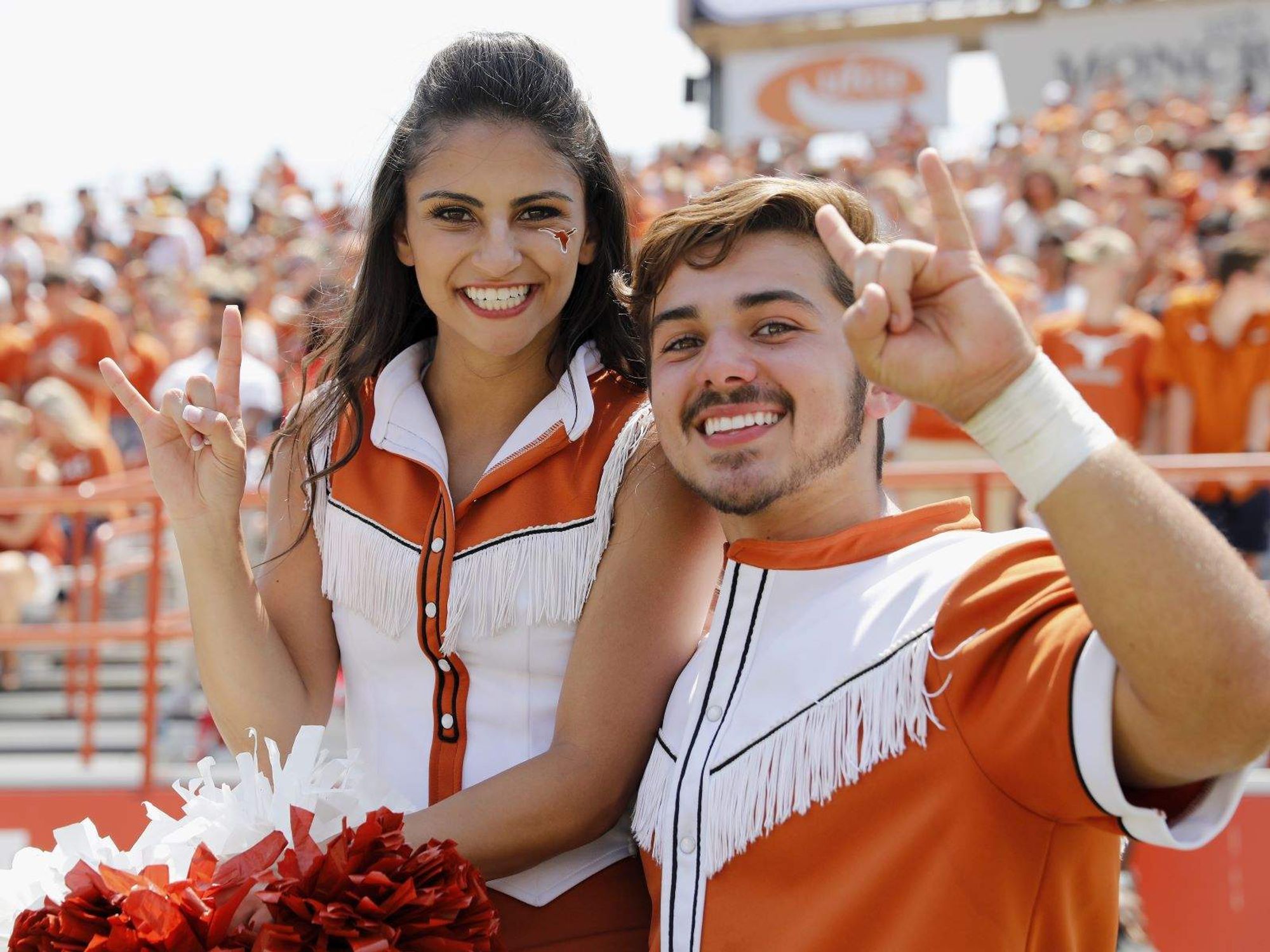 UT Austin Texas Longhorns tailgate, cheerleaders, fans