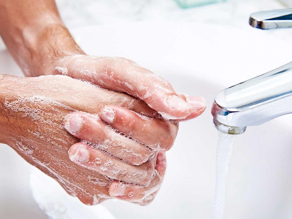 washing hands with soap