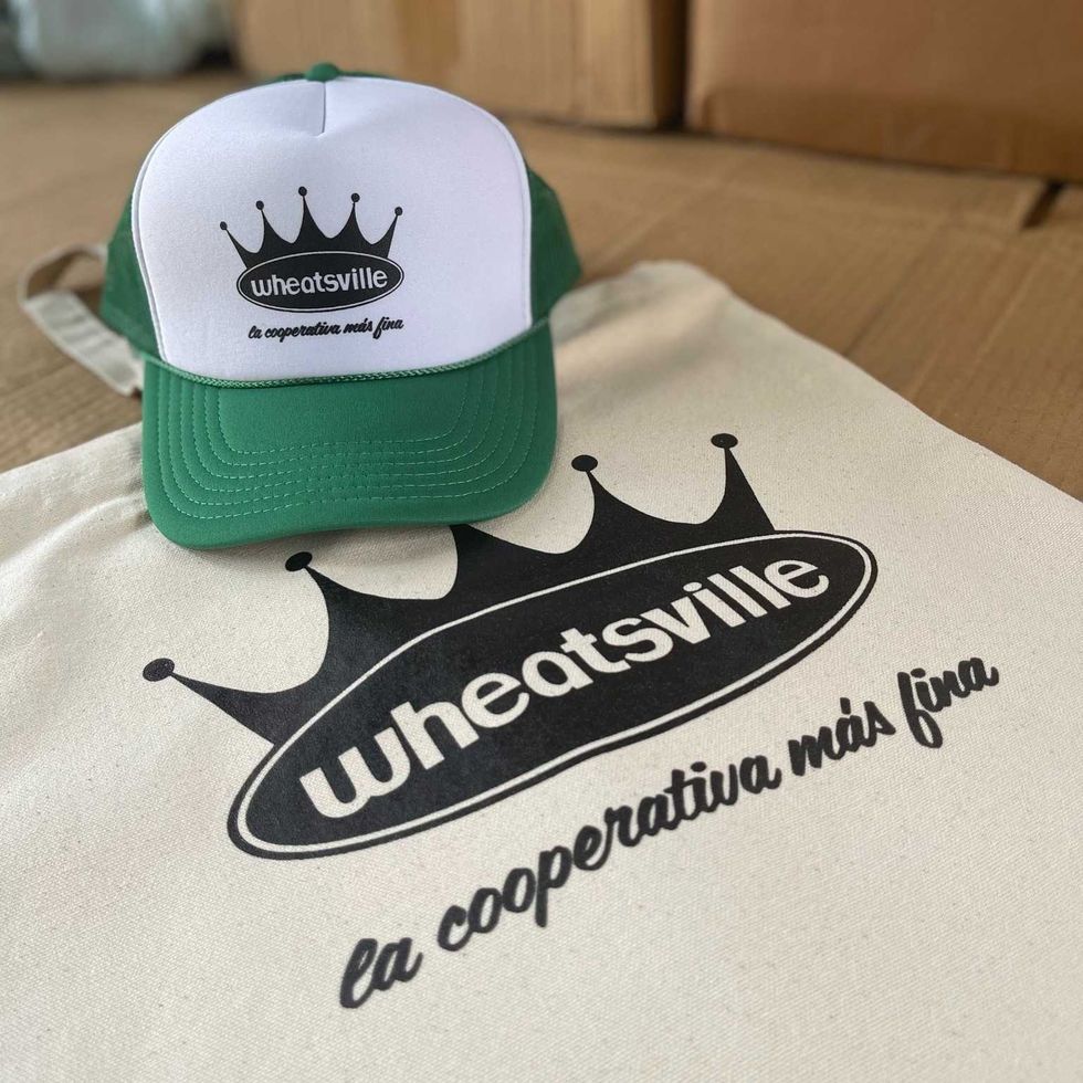 Wheatsville bag printed by Austin Screen Printing