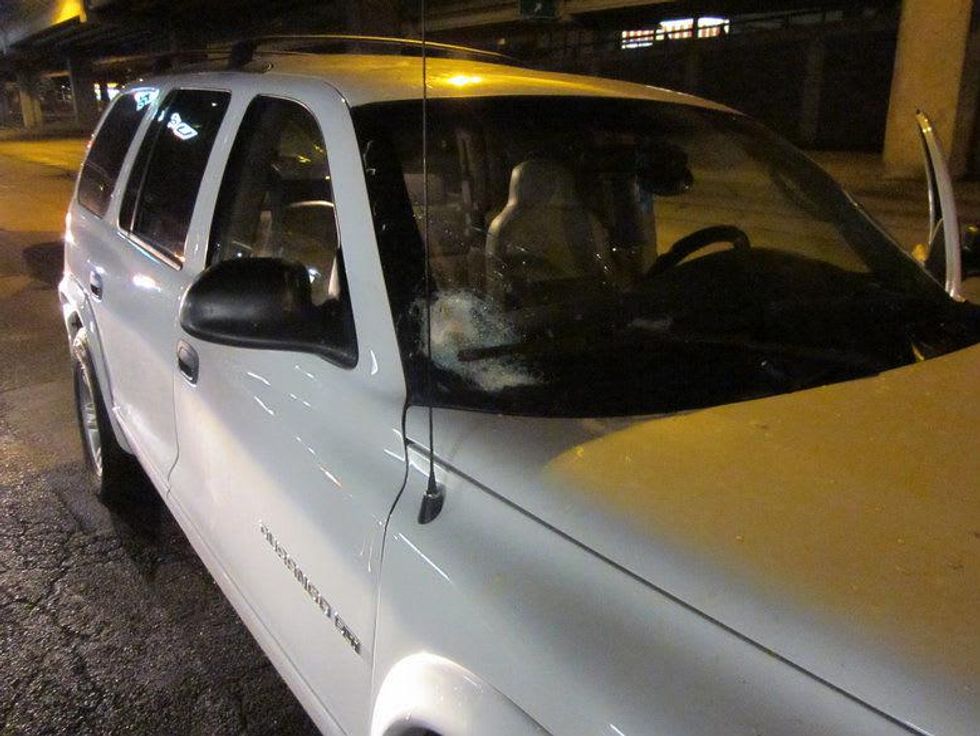 White SUV hit by rock on windshield near I-35 austin