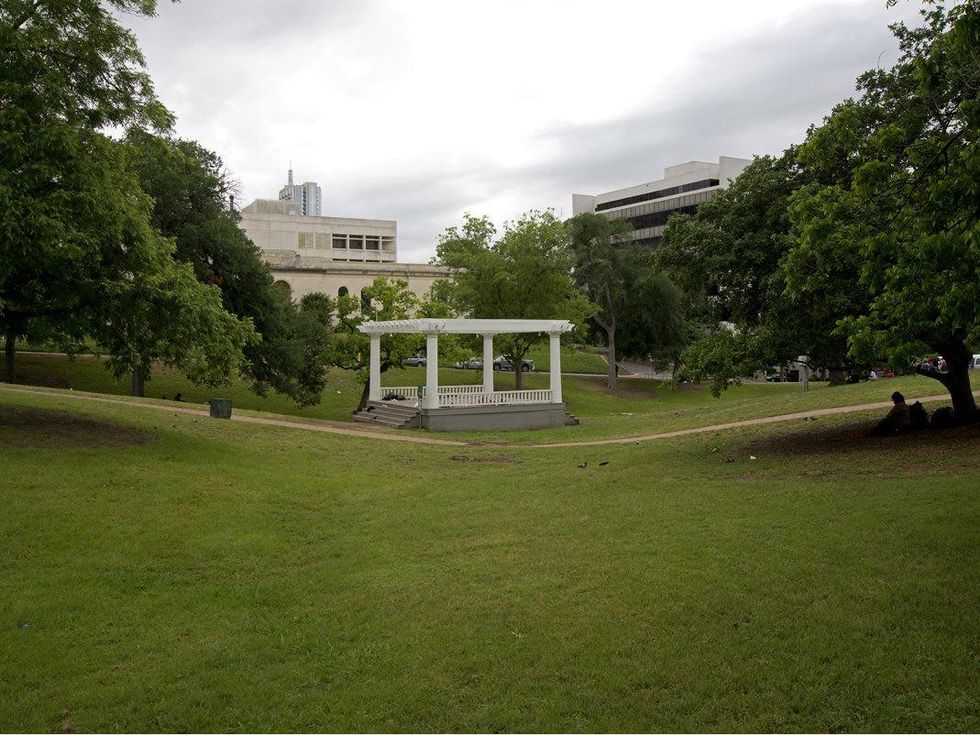 Wooldridge Square Park with bandstand gazebo
