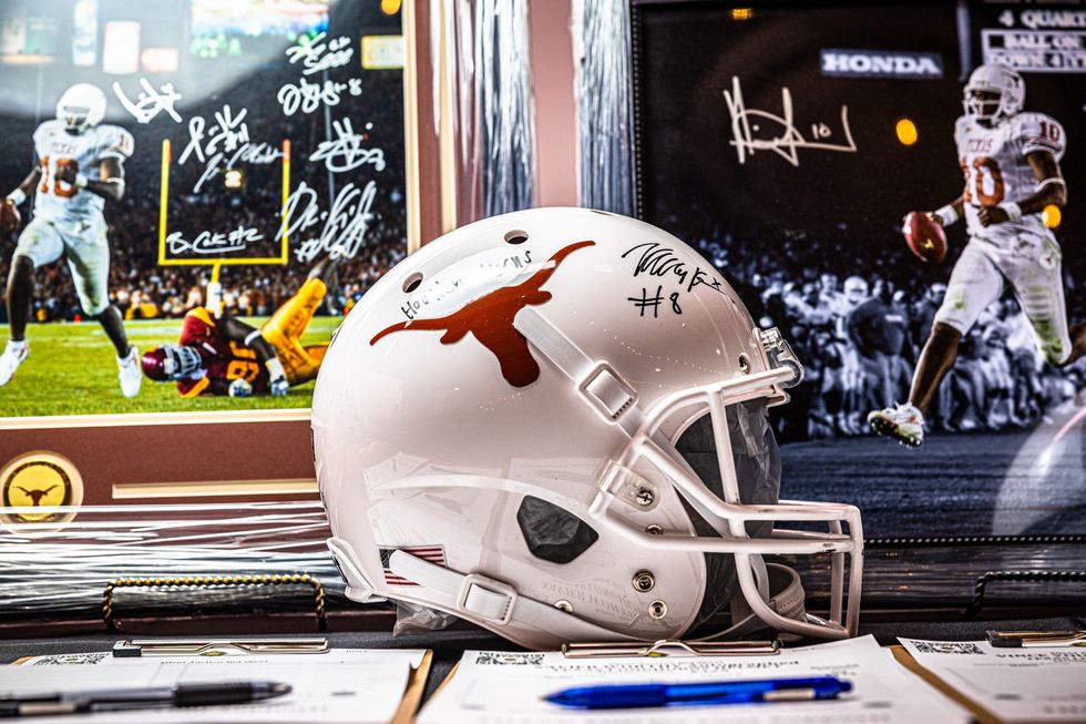 Xavier Worthy helmet at Austin Tailgate 2024