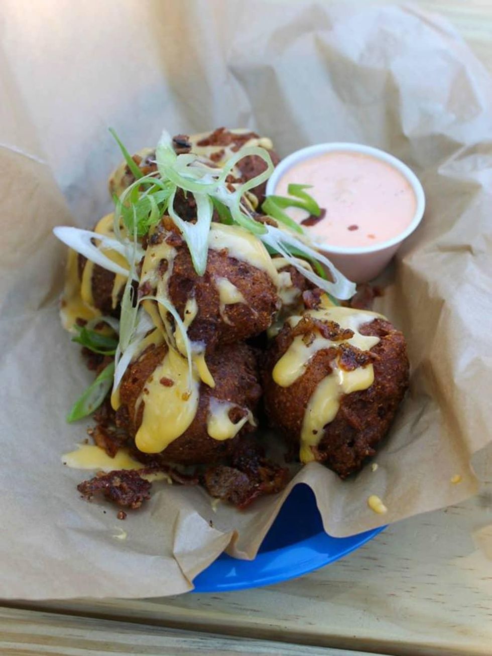 Yard Bar Austin restaurant hush puppies food Burnet Road