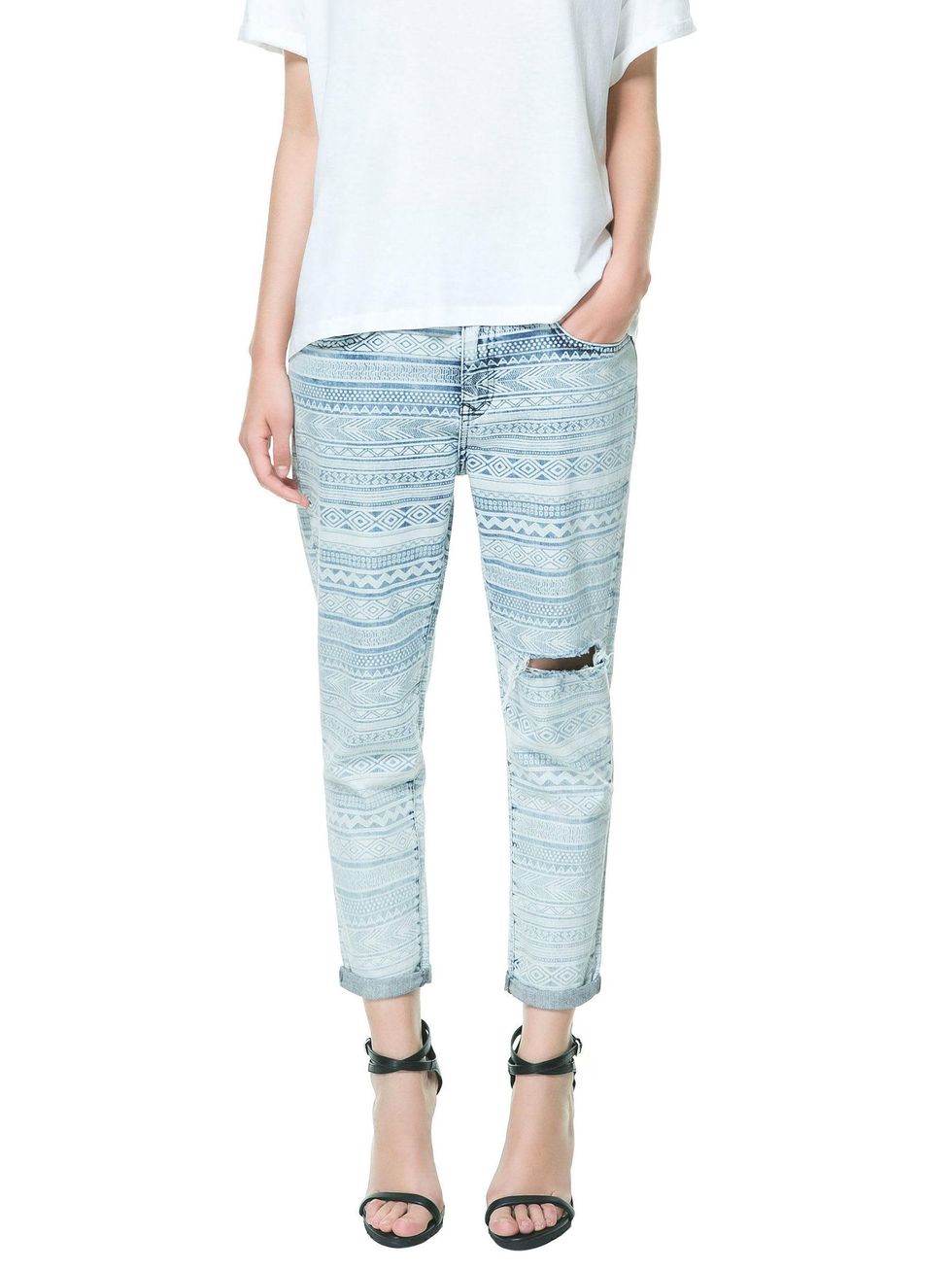 zara FADED ETHNIC TROUSERS