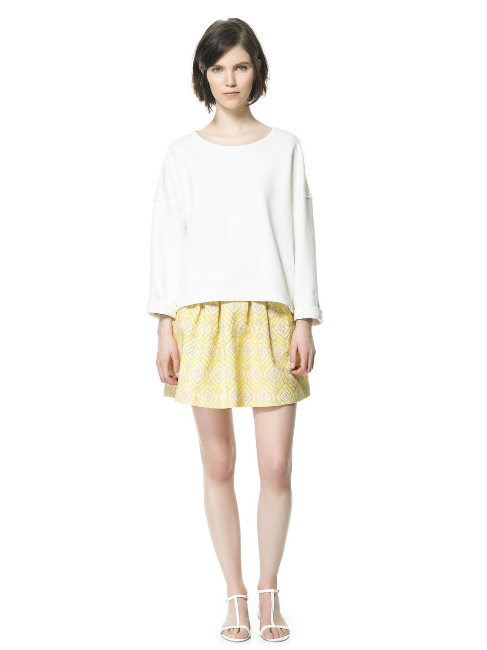 zara PLEATED JACQUARD SKIRT