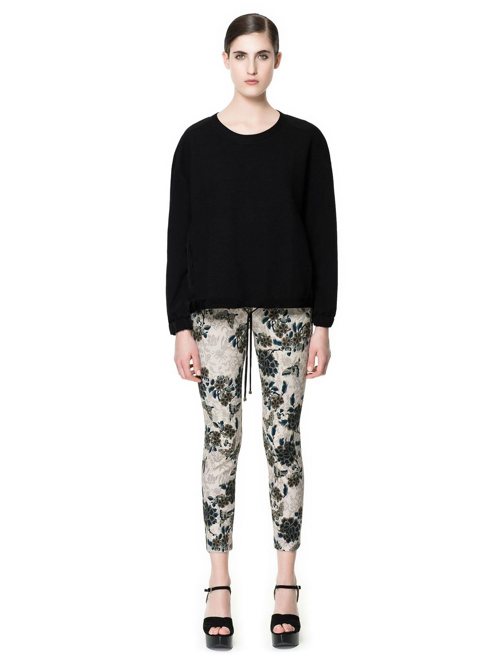 zara PRINTED SKINNY TROUSERS