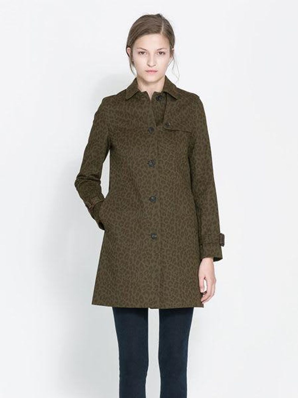 zara printed trench coat