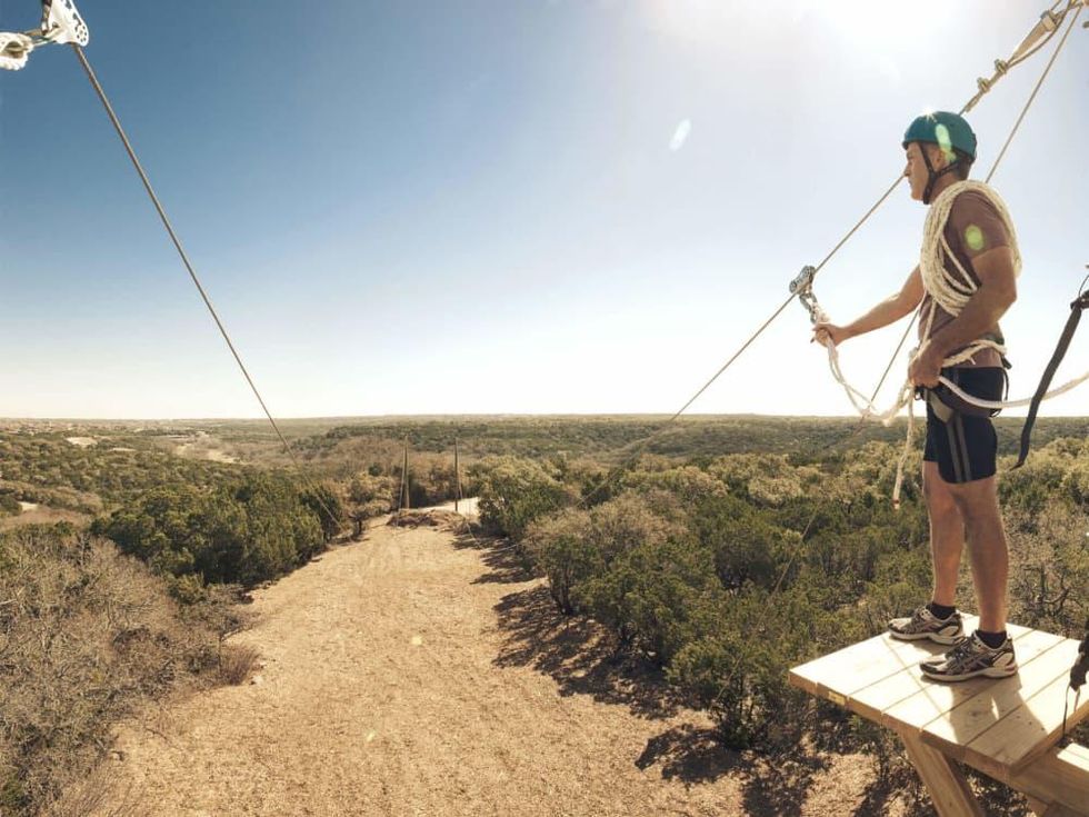 Zip-lining at Travaasa Austin